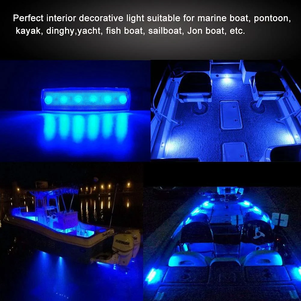 10 Pcs Marine Boat Lights,12V 24V Waterproof Boat Interior Navigation Strip Light Deck Transom Step Cockpit Lighting,E