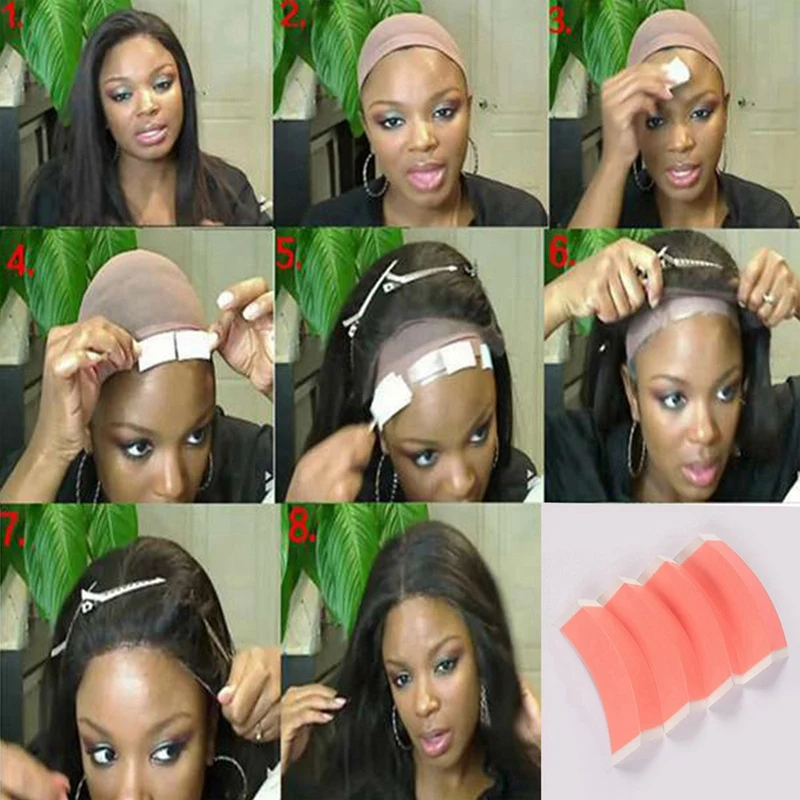 36Pc/Bag Super Strong Duo-Tac Wig Hair Double Tape Adhesive Extension Hair Strips Waterproof For Toupees/Lace Wig Film