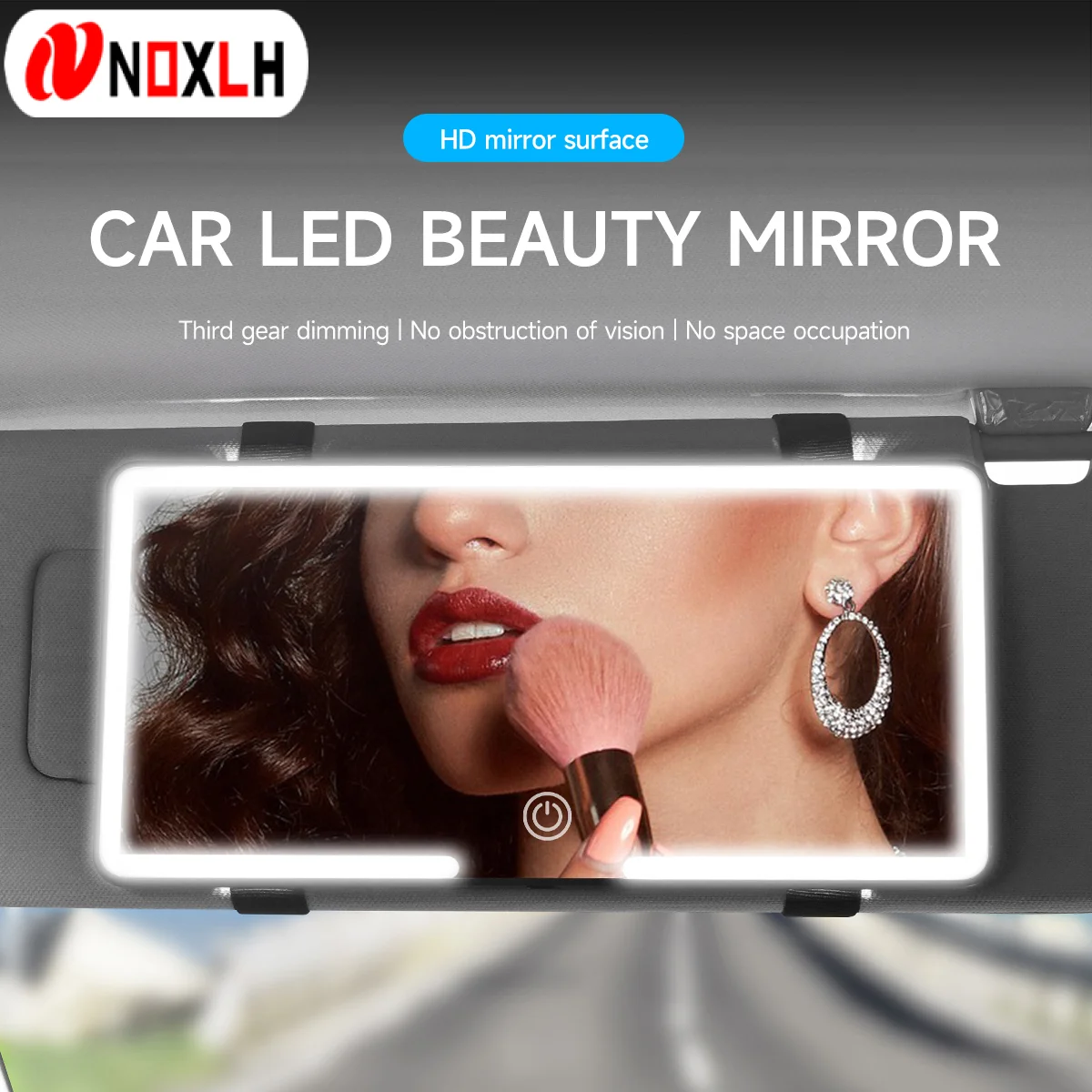 LED Car Makeup HD Mirror Sunshade Makeup Hanging Mirror Ultra Thin USB Charge Autom Cosmetic Mirror Touch Screen Dimmable Light