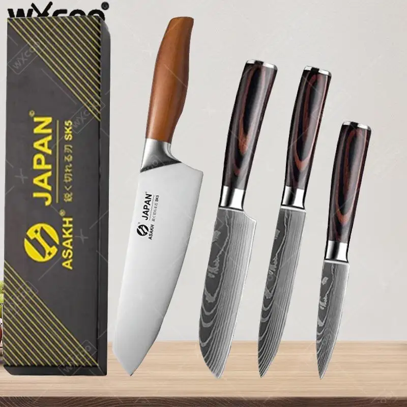 WXCOO Japanisches Küchenmesser, Ausbeinmesser, Damaskus, Küchenmesser, Santokumesmesser, Kochmesser aus Edelstahl, Fischfilet, Schneiden, Hackmesser