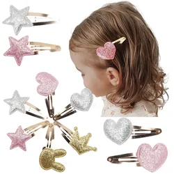 Ncmama-Juego de pinzas para el pelo con purpurina plateada para niñas, pasadores a presión, Mini horquilla linda de Color caramelo, accesorios para el cabello para niños, 6 piezas por juego