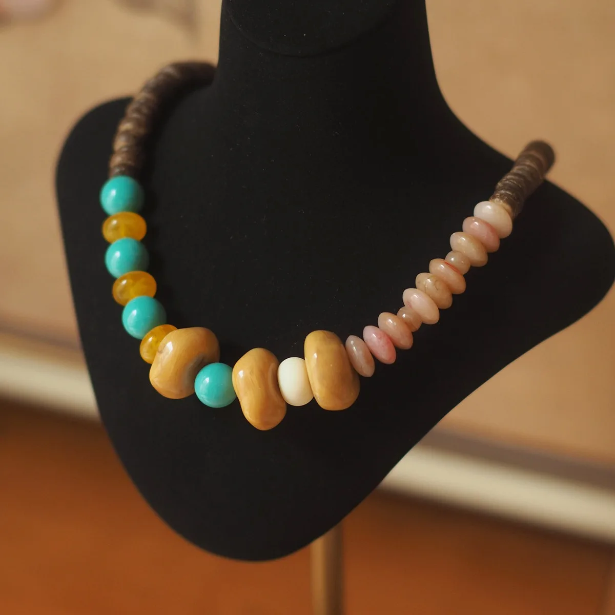 

2025 Bohemian Romantic Vintage Necklace - French-Western Coconut Wood, Colorful Artisan Beaded Jewelry with Retro Flair