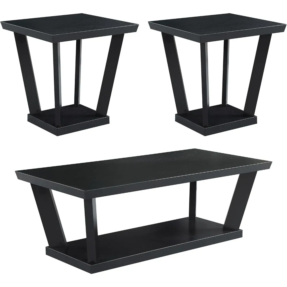 

Coaster Home Furnishings - Aminta - Дерево - Набор из 3 предметов для журнального и торцевого стола со скошенными столерами, угловыми ножками и квадратным смывом Ba