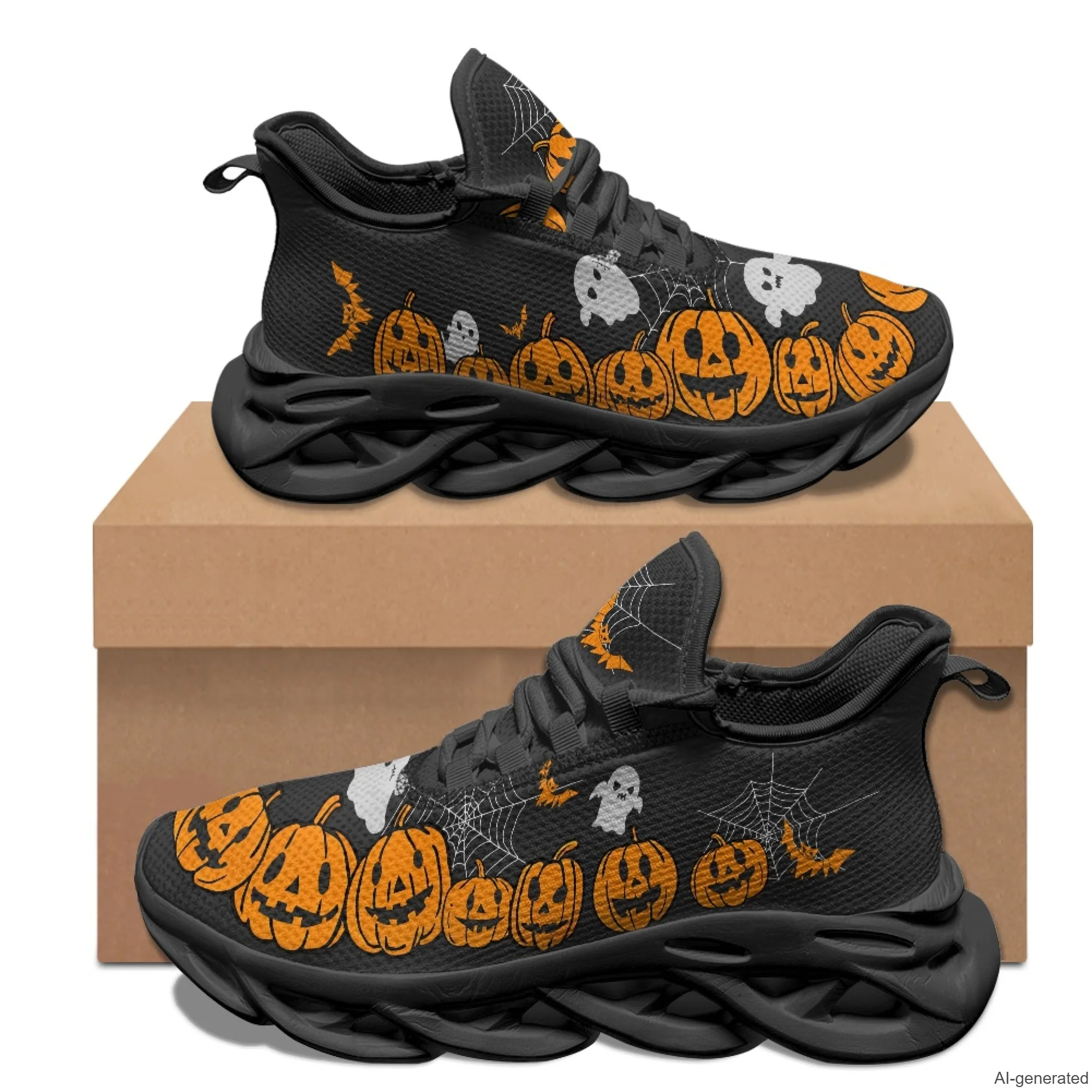 XIXIRIMIDO Max Soul Shoes Halloween Pumpkin Ghost Print Running Shoes for Men Casual Fashion Women Snakers Walking Shoes 35-48