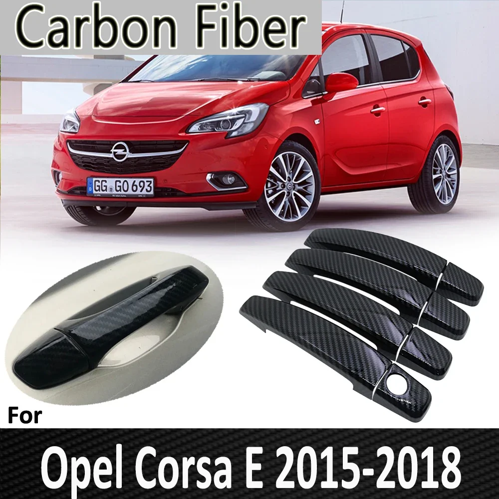 

Черные узоры из углеродного волокна для Opel Corsa E 2015 2016 2017 2018 Vauxhall OPC VXR наклейка на крышку автомобильной дверной ручки автомобильные аксессуары