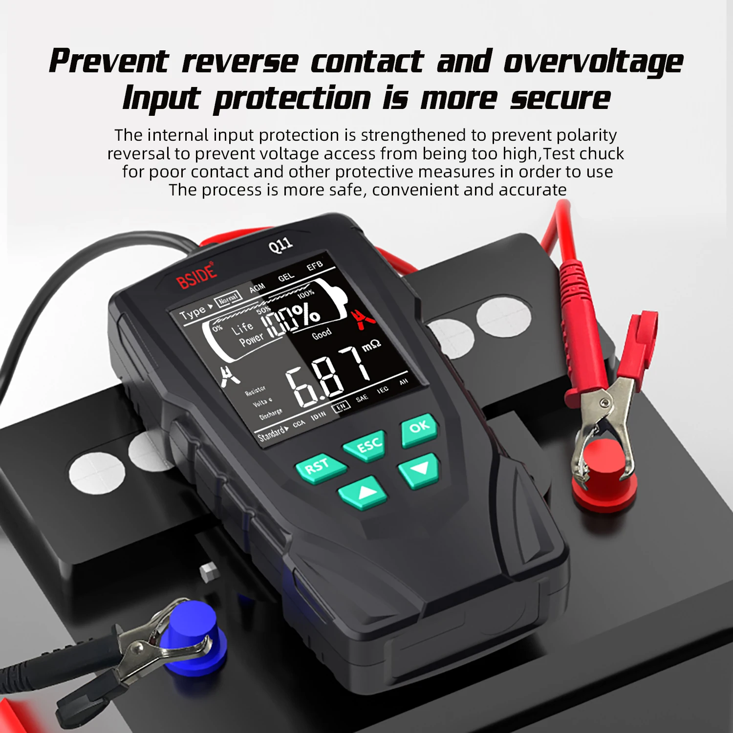 BSIDE Q11 Car Battery Tester 12V 24V Digital Checker Professional Automatic Detect Battery Analyzer Car Battery Tool