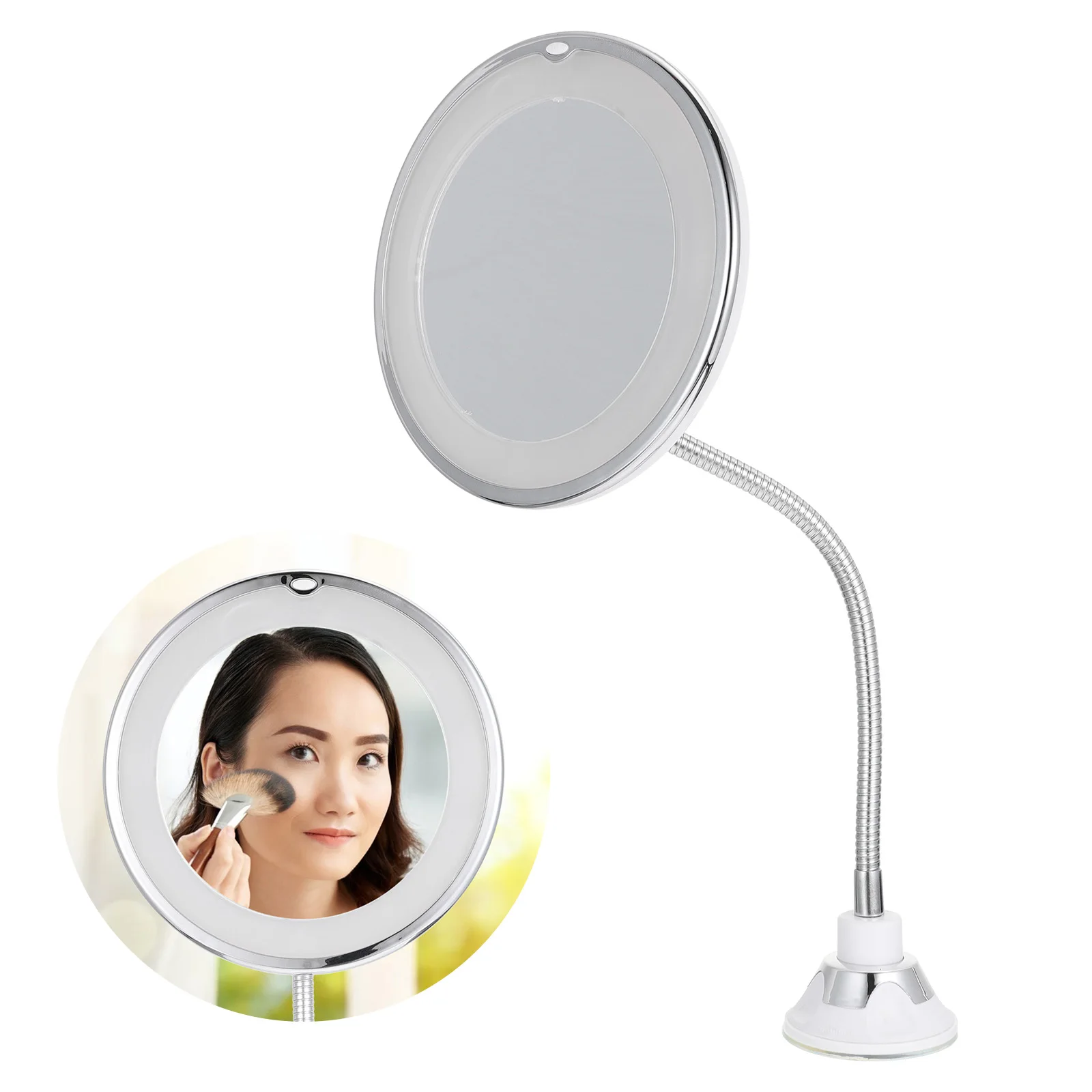 Espejo de maquillaje con aumento de 10X, luz LED, ventosa potente, tocador de mesa para baño, espejo cosmético con aumento para una precisión