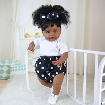 Bebes doll 24&quot; black skin baby doll touch baby girl doll Reborn toys Cosplay rabbit toddler birthday gifts