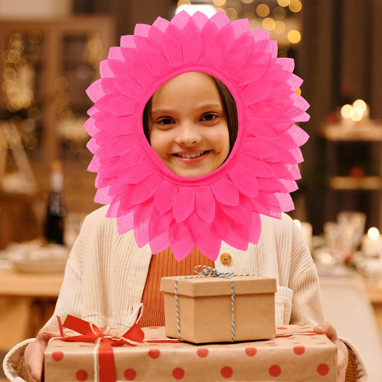 Nakrycie głowy dla dzieci w kształcie słonecznika - Jasnożółty kapelusz z kapturem w kształcie słonecznika - Łatwe w noszeniu i zdejmowaniu, kostium dla malucha na Dzień Sportu lub Festiwal