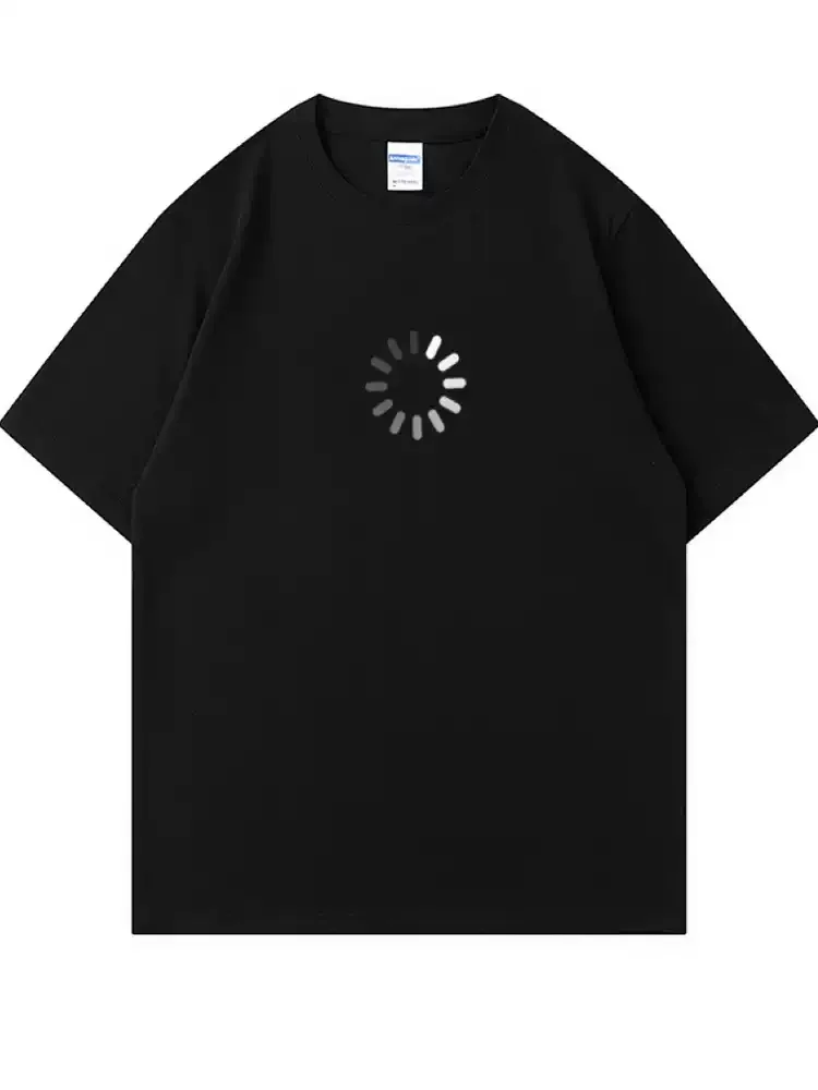 

Technical Loading Icon Print Black and White T-Shirt Minimalist Round Design Sectional Short Sleeve Cotton Casual T-Shirt Unisex