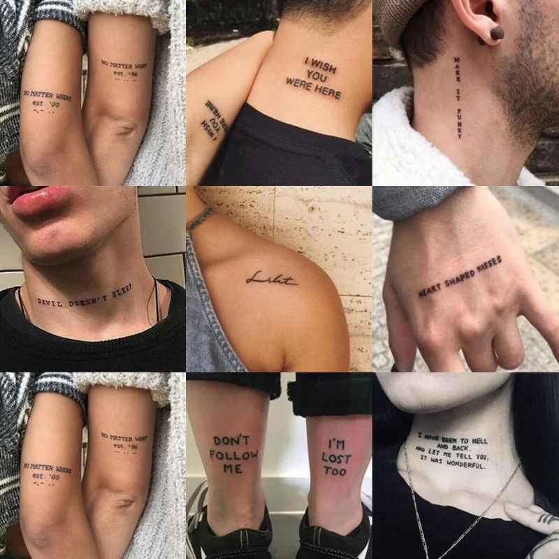 

56pcs English Tattoo Stickers Waterproof Men and Women