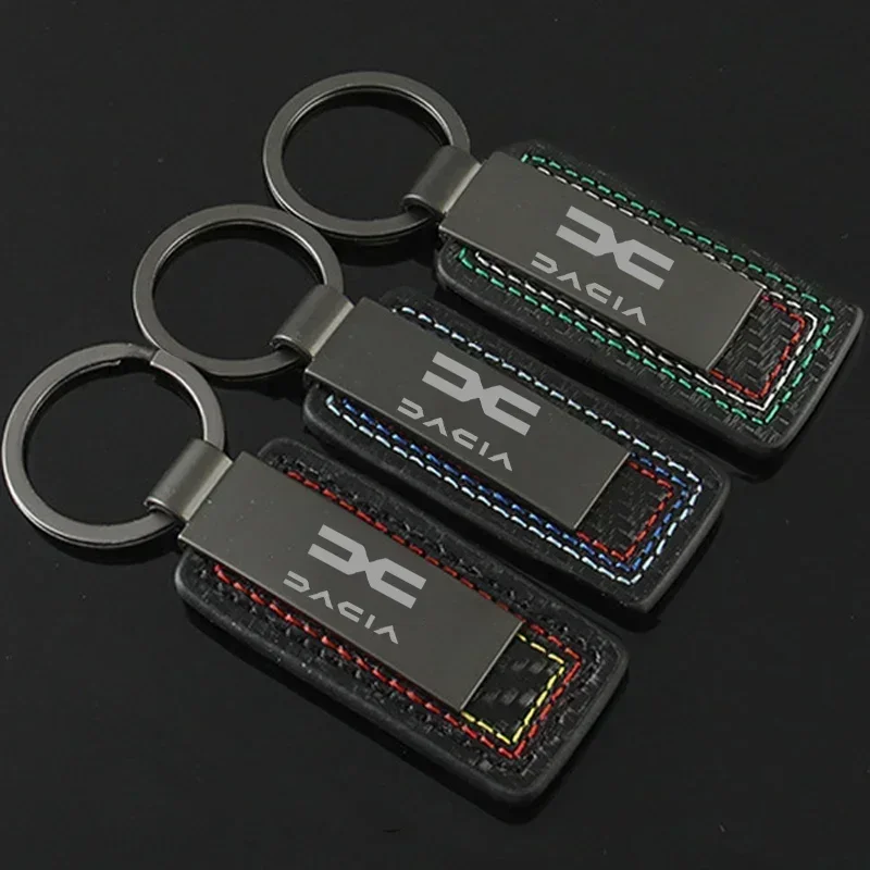 Carbon Fiber Leather Car Alloy Keychain Key Chain Rings Gifts for Duster Spring Logan Sandero Jogger Lodgy Bigster Dokker