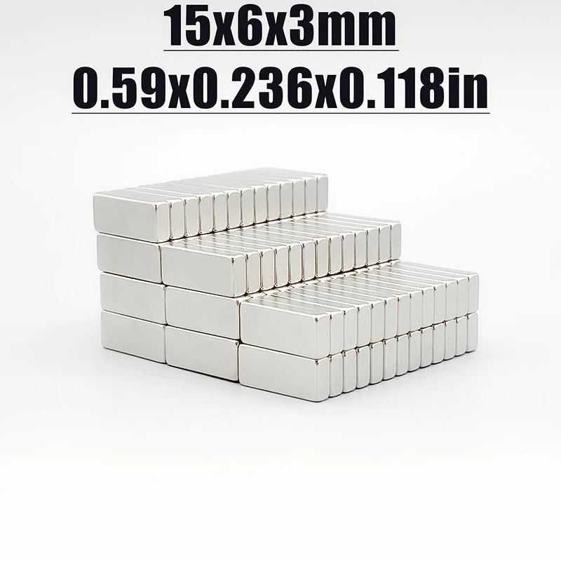 10-500pcs 15x6x3mm Magnet Neodymium Magnet N35 NdfeB Permanent Magnetic Imanes Magnets Square Shape 15*6*3 Magnet Accessory