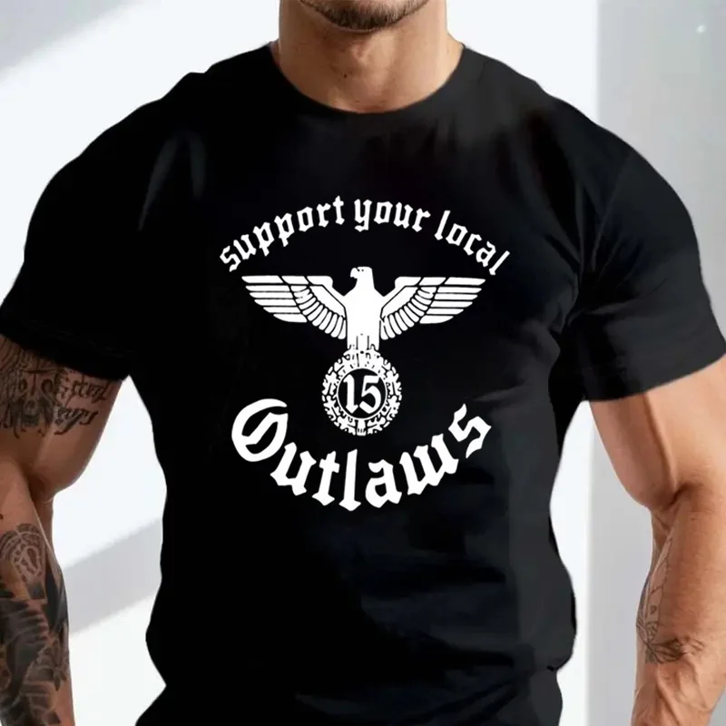 

SYLO Support Your Local Outlaws Байкерская мотоциклетная футболка MC Модная хлопковая повседневная футболка с круглым вырезом и коротким рукавом