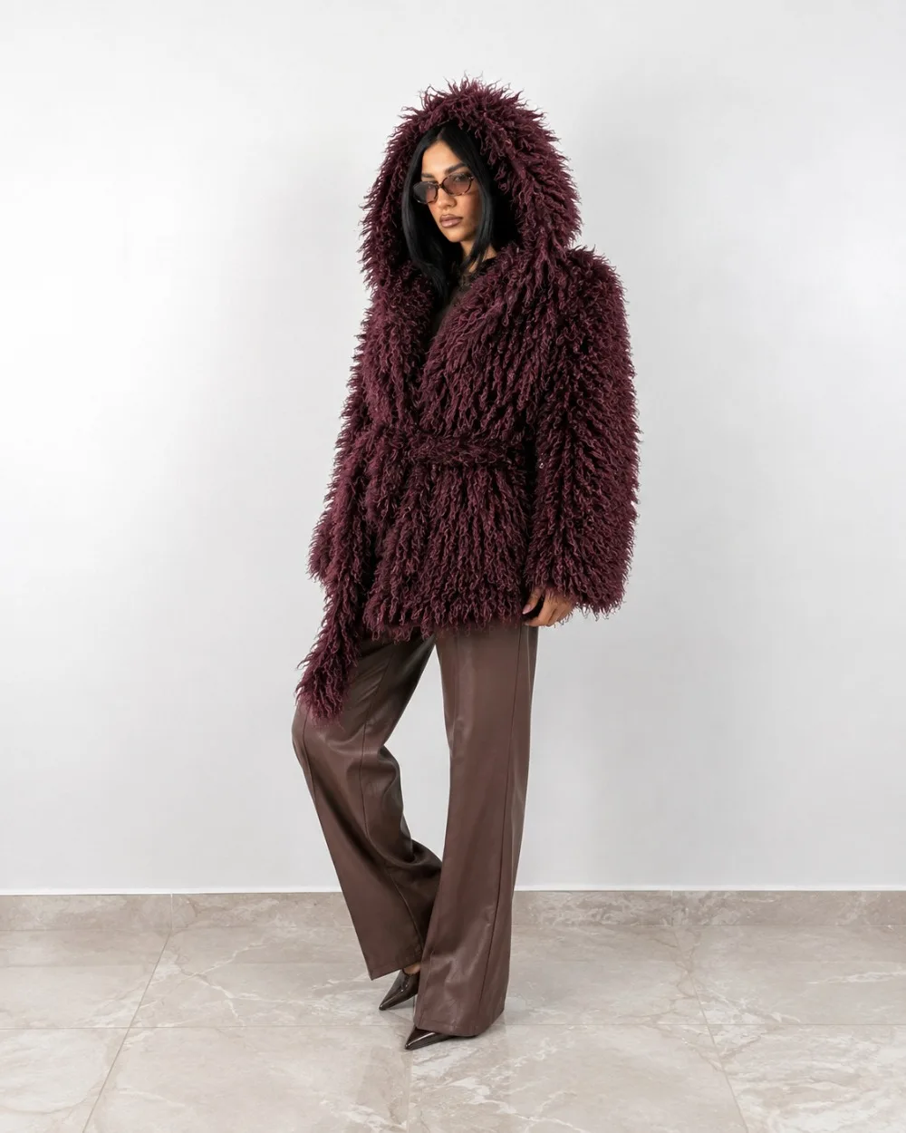 Gentle Wind Imitation Beach Wool Hooded Fur Coat Autumn and Winter Women's Trend Loose Thick Warm Belt Curly Woolen Woolen Coat - view 6