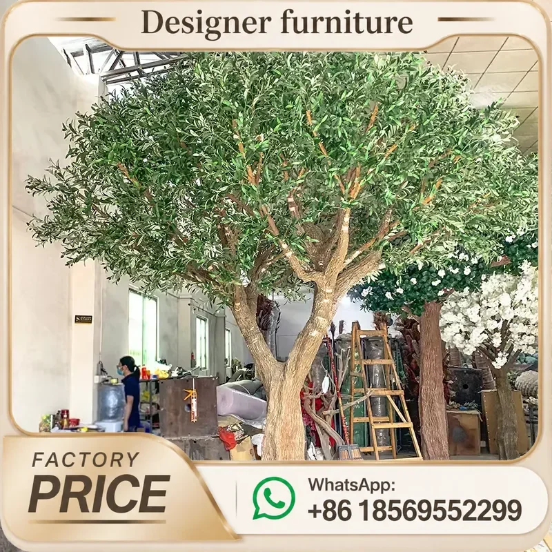 For Large Artificial Olive Tree 6m Fiberglass Metal UV Protection Faux Oversized Outdoor Garden Decoration Fake Plant