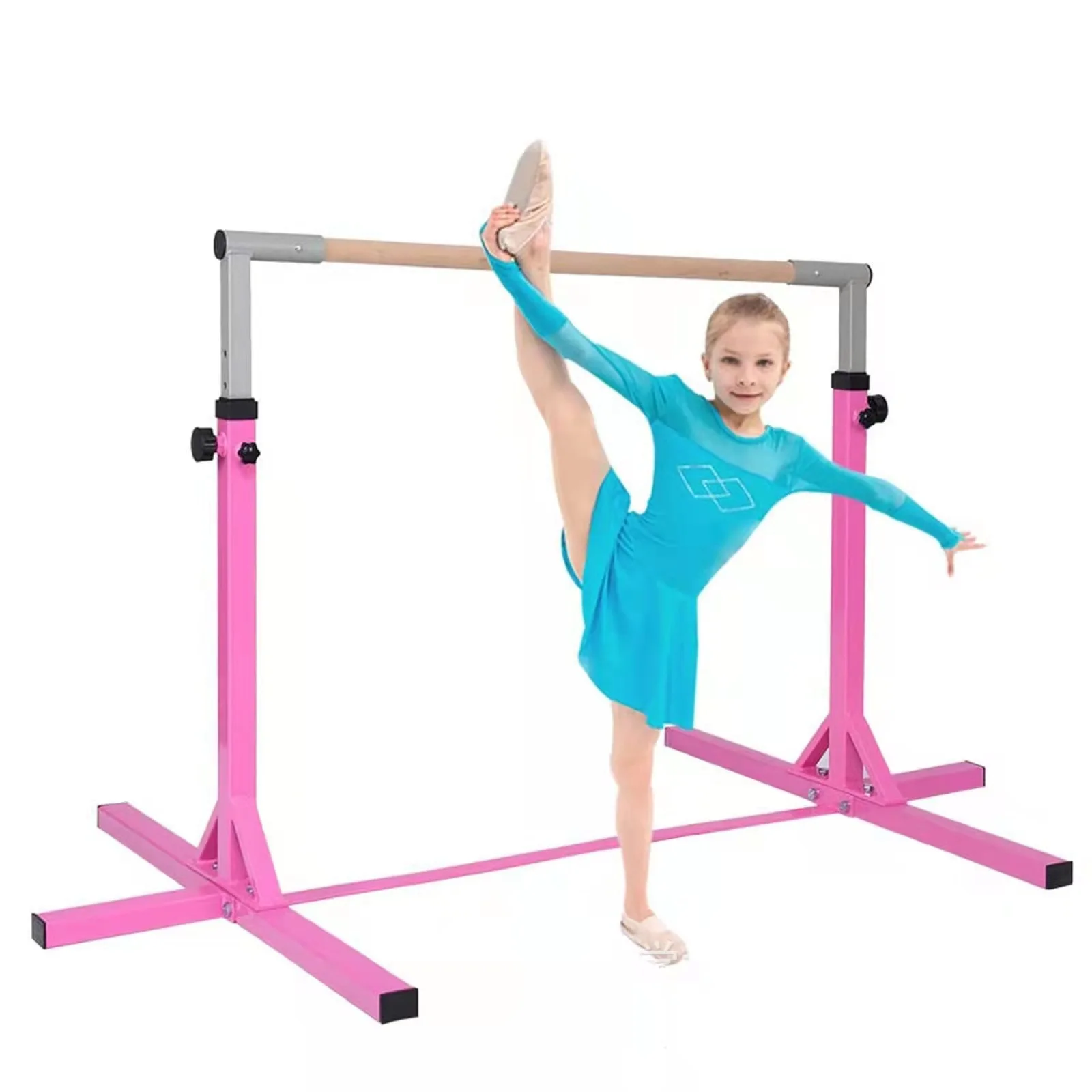 Steady freestanding kids horizontal bar,simple gymnastic bar with mat for home use actual factory