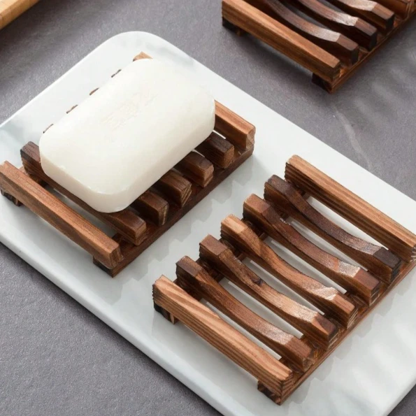 

1 упаковка бамбуковой мыльницы для душа, самосливный держатель для мыла с канавками, поддон для мыла из натурального дерева для раковины в ванной комнате