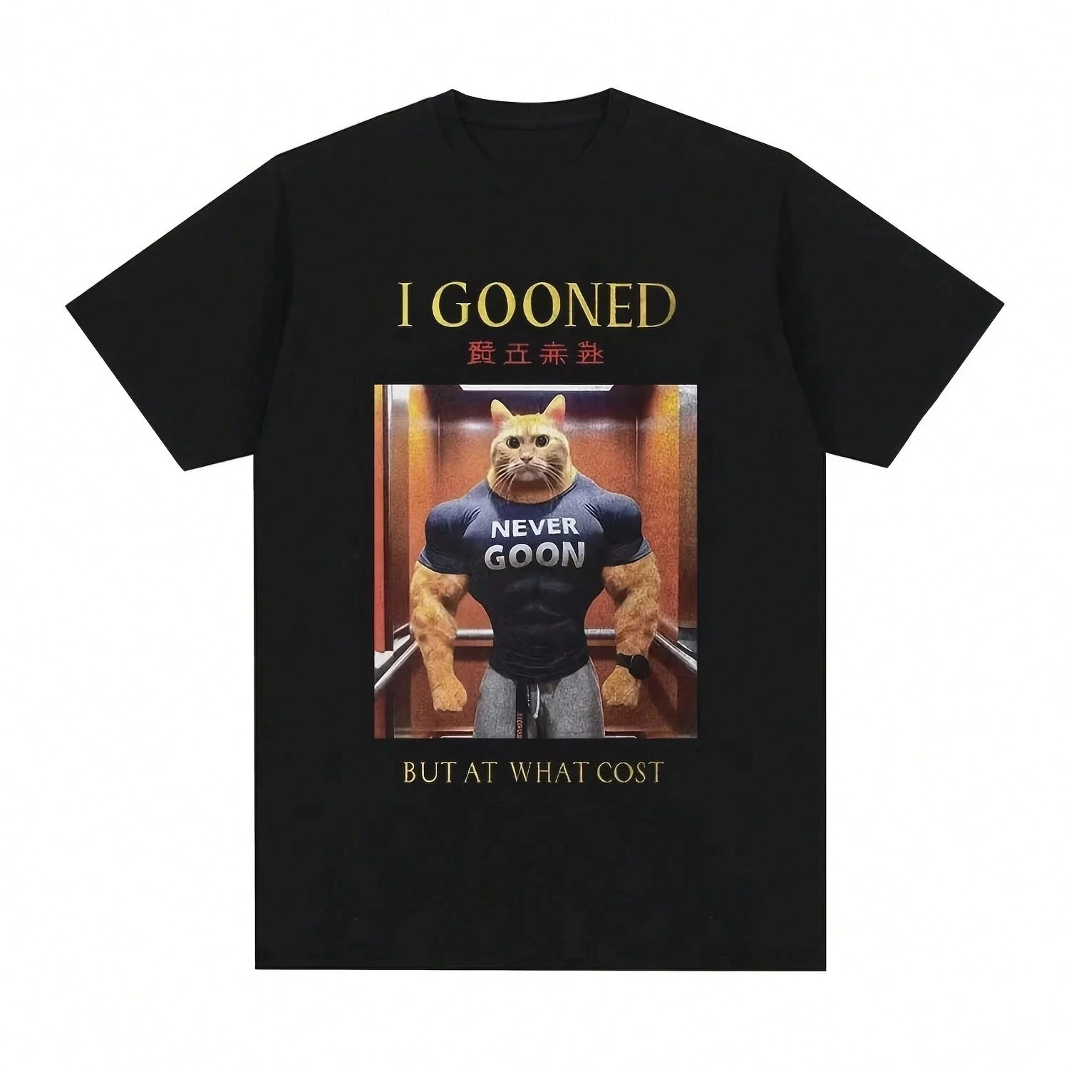 New Fun Japanese T-shirt 100% Cotton Round Neck Men's Short Sleeve T-shirt, Printed with Letters But Expensive Pattern