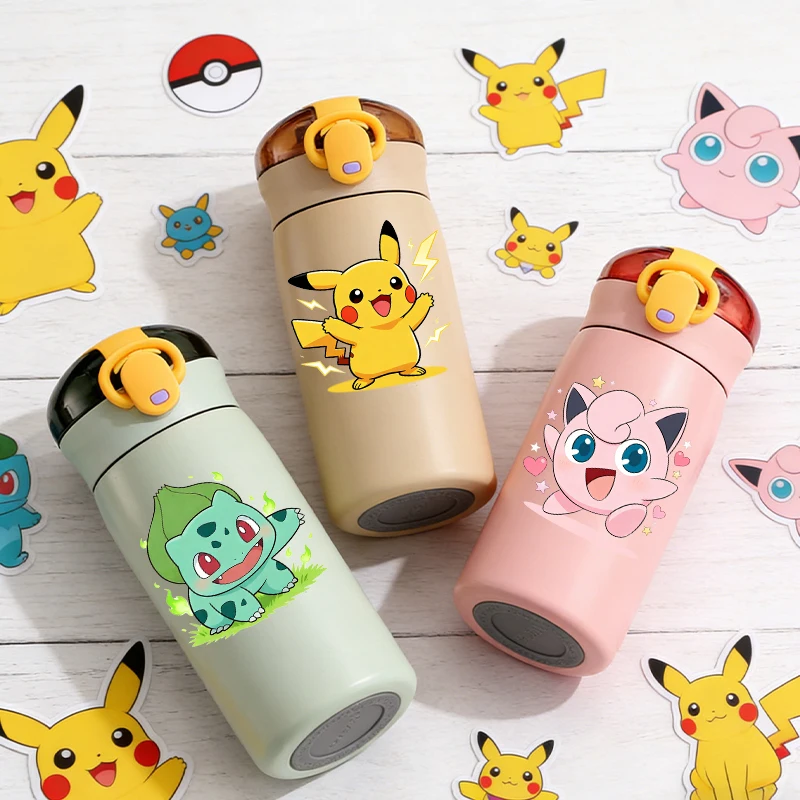

Pokemons Cute Stainless Steel Kettle Travel for Boy Girl Anime Game Straw Mug Cold and Hot Thermal Thermos Student Water Bottles