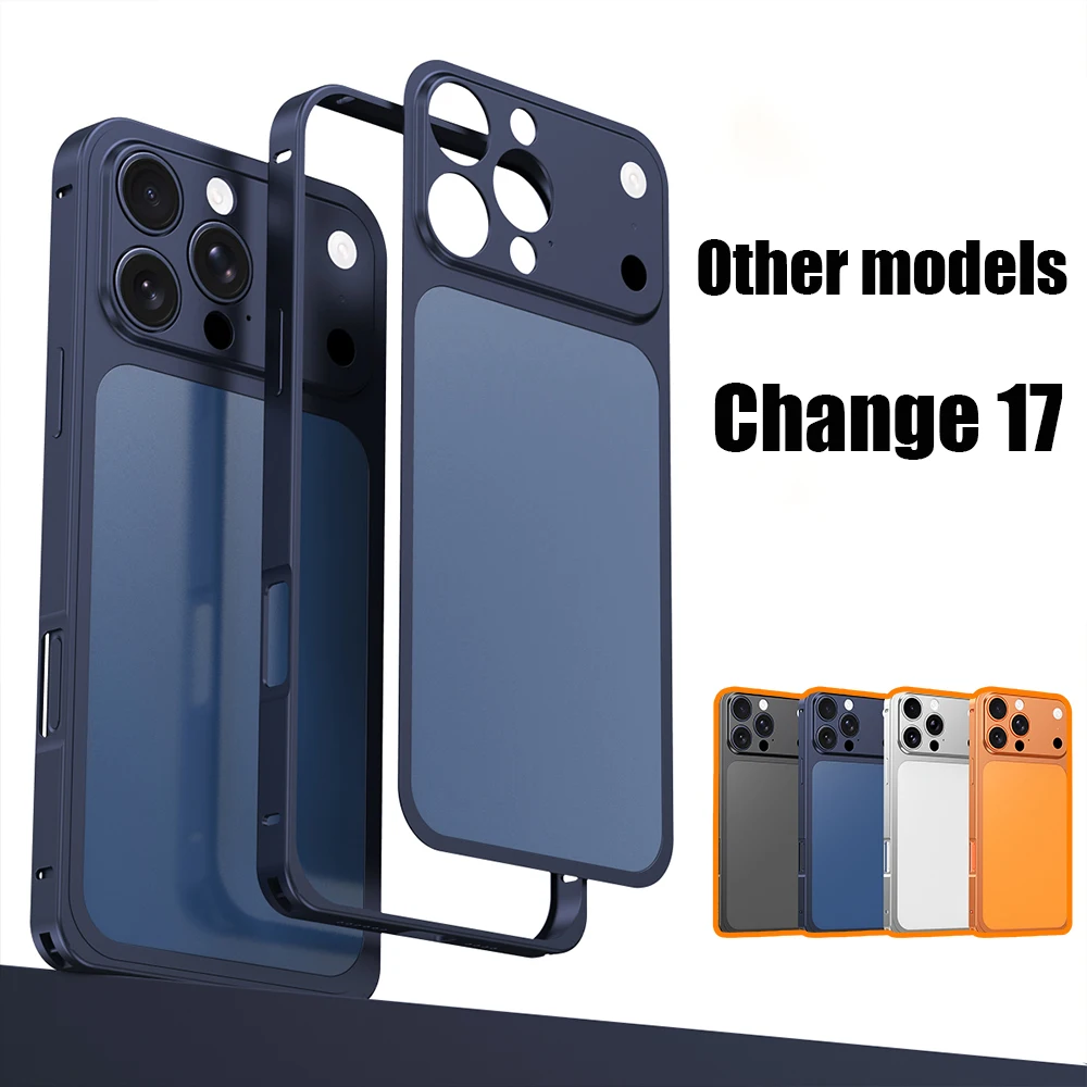 Cambia instantáneamente 17 placa trasera de Metal desmontable funda delgada para iPhone 16 15 14 13 Pro Max máquina desnuda sensación tapa de lente cubierta mate