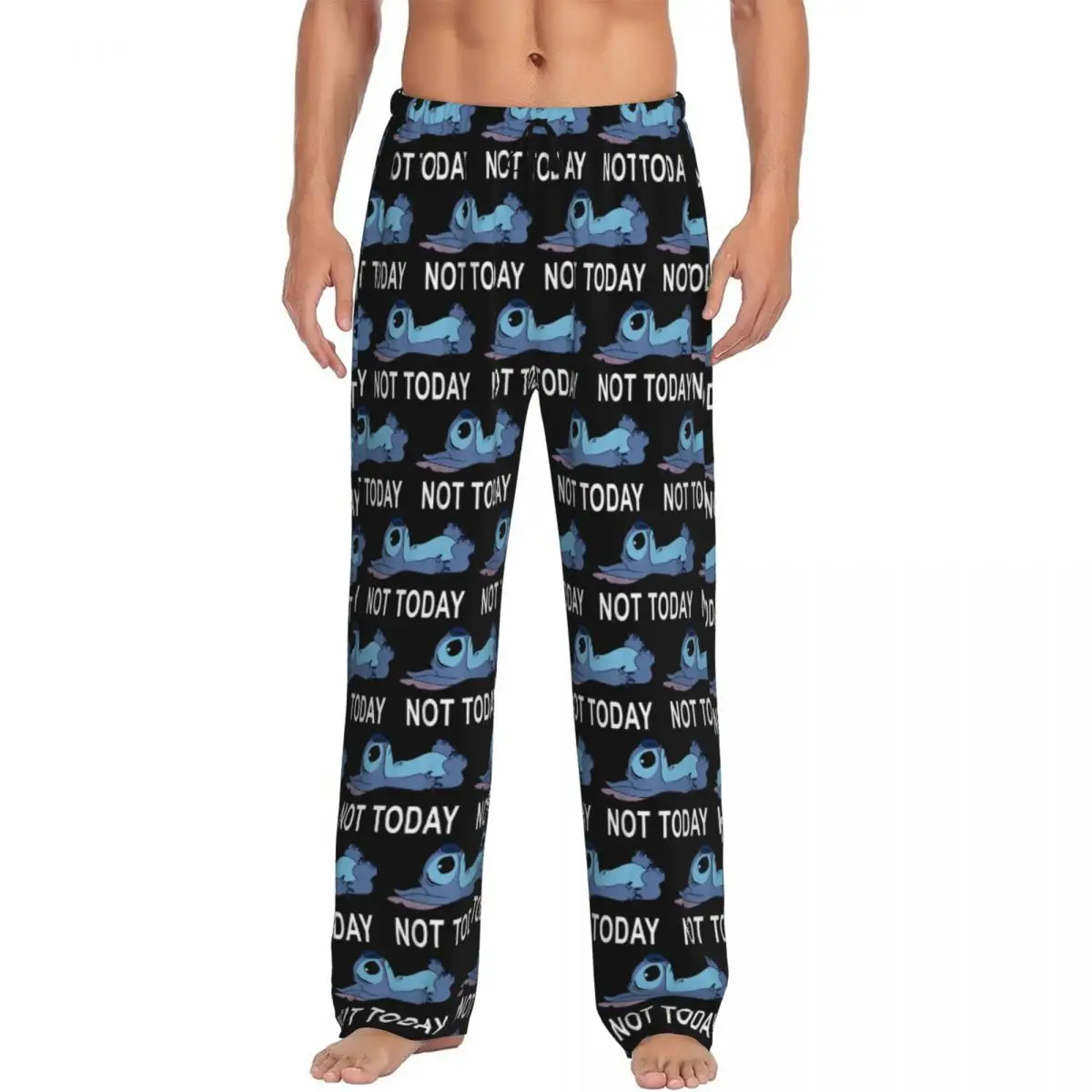 

Custom Lilo Stitch Not Today Stitch Pajama Pants Men Sleepwear Lounge Sleep Bottoms Stretch with Pockets