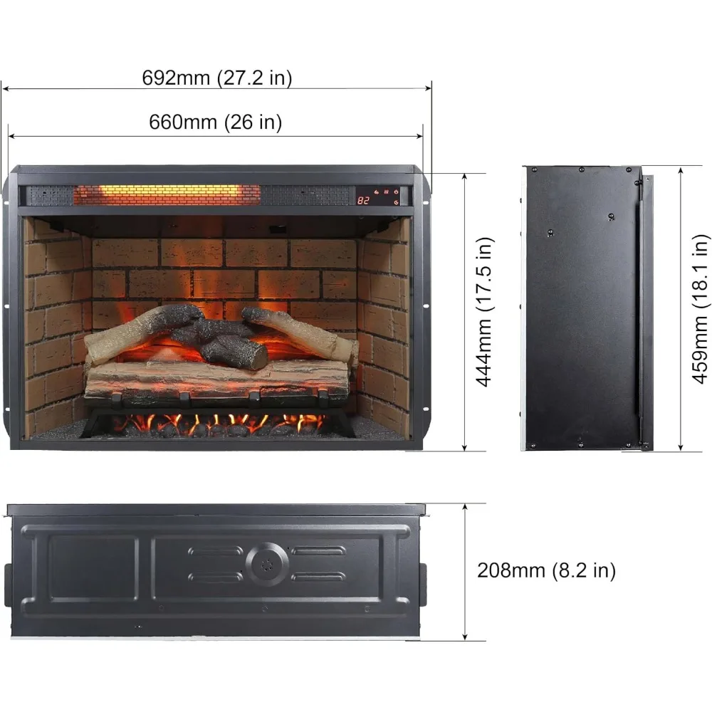 Soporte para TV con chimenea eléctrica de 60 pulgadas, centro de entretenimiento con control remoto, consola de madera para TV con función de chimenea moderna