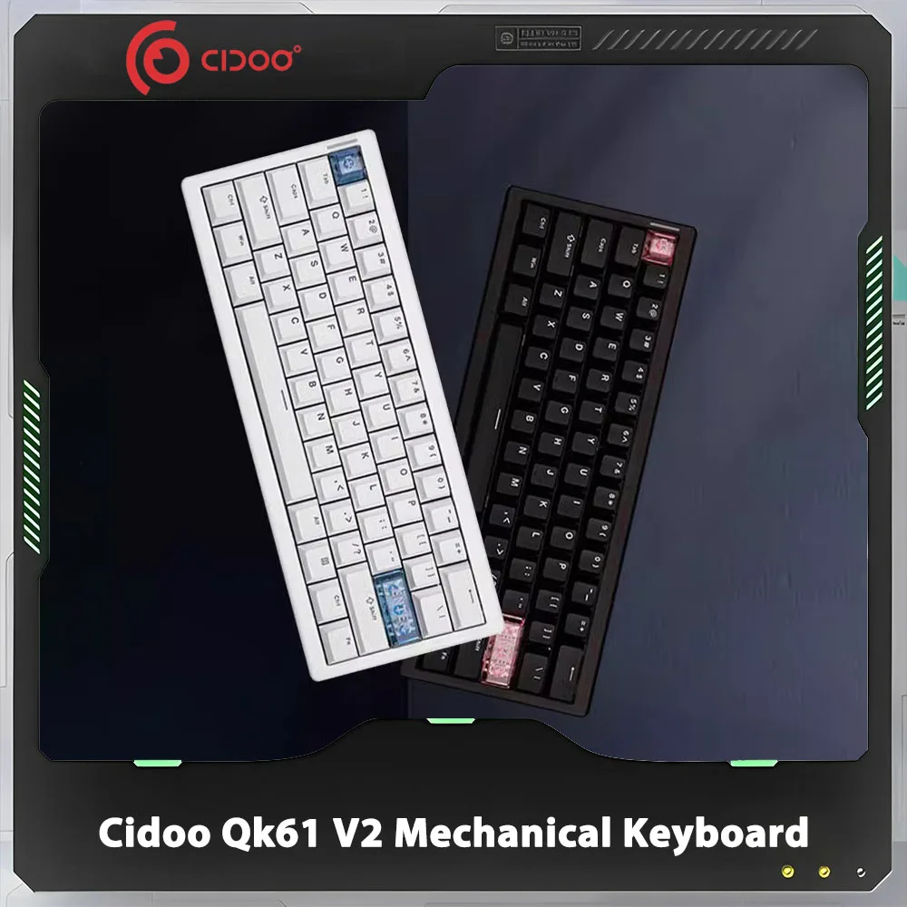 Cidoo Qk61 V2 Mechanical Keyboard Three Mode RGB Gasket Wireless Gaming Keyboard Customized Support ViaQmk Hot-Swap Office Gamer