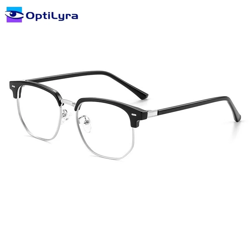 

OptiLyra Brand Versatile Anti-Blue Light Glasses Fashionable Rectangular Semi-Framed Frameless Glasses Office Computer Goggles