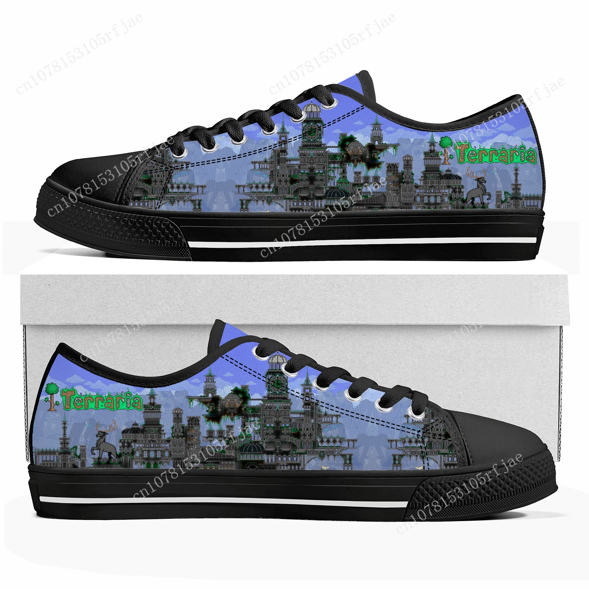 Terraria-Zapatillas bajas de dibujos animados para hombre y mujer, zapatos informales de lona hechos a medida, a la moda, de alta calidad