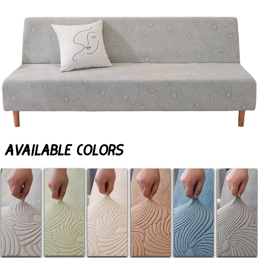 Jacquard Sofa Bed Covers High-quality Armless Sofa Cover Without Armrest for Living Room Stretch Folding Home Couch Slipcovers