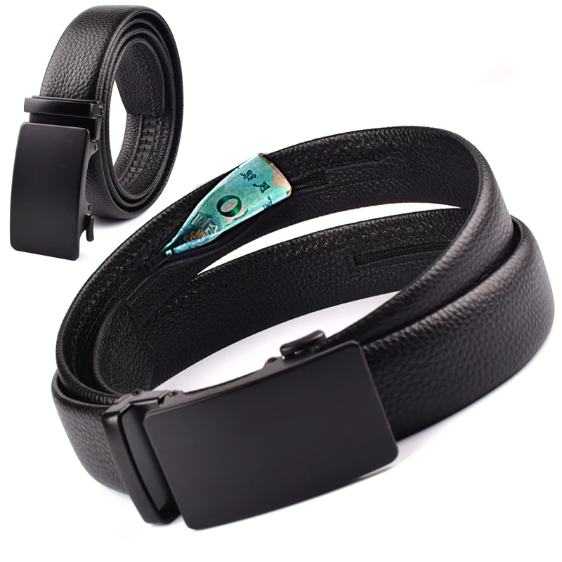 עור אמיתי נסיעות כסף מזומן חגורת גניבת רוכסן סוד מסתור חגורת מזומנים אוטומטי אבזם חגורת המותניים גברים תיק נשים