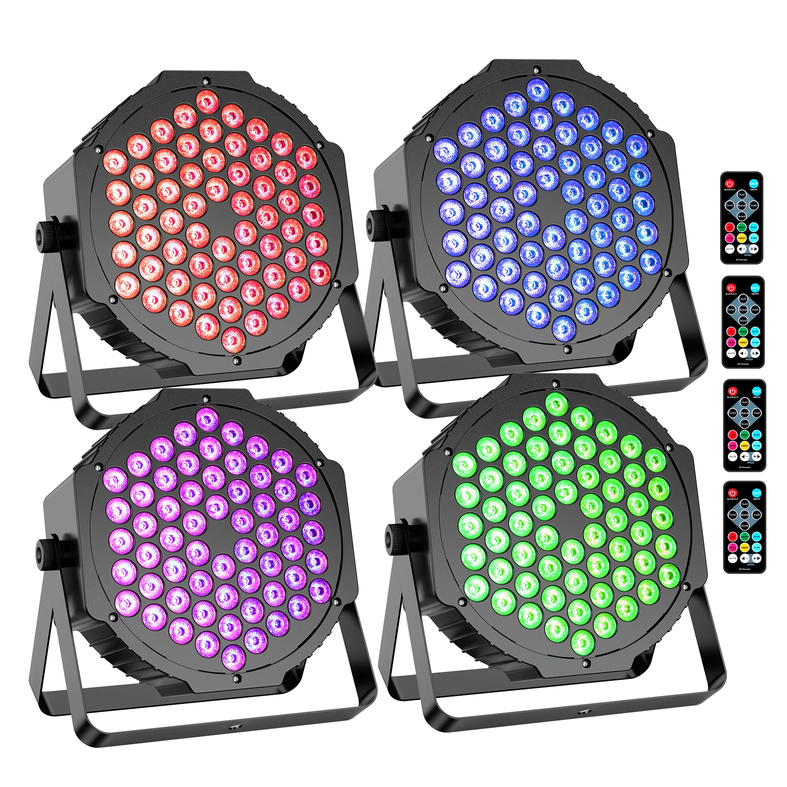 

4Pack 60LEDs 90W Stage Par Lights Remote DMX Sound Activated Control DJ Events Wedding Party Music Show Church Band Performance