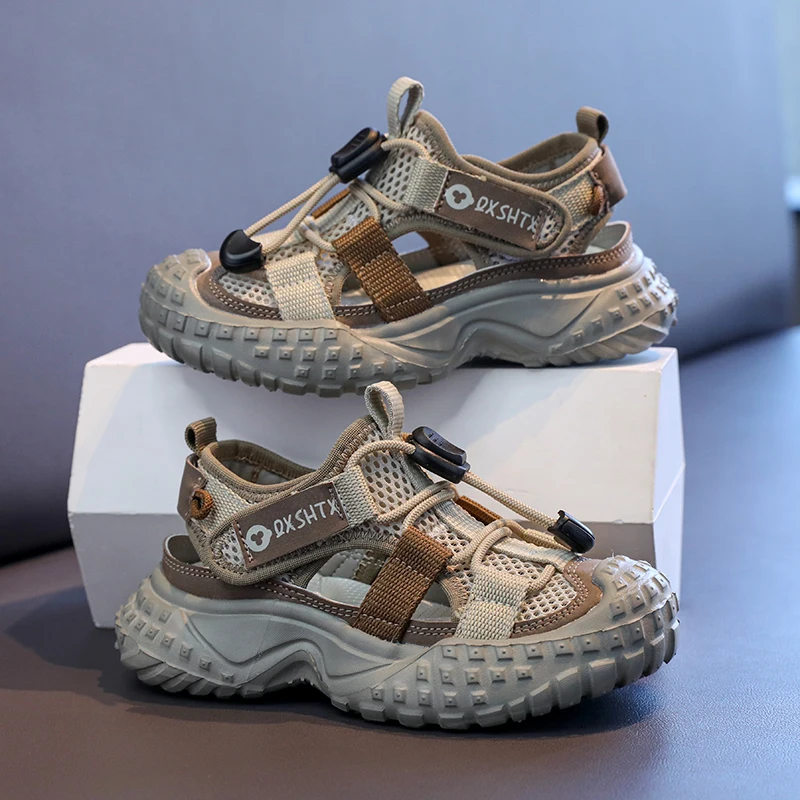 

New Mesh Breathable Kids Sport Shoes Soft Sole Fashion Toddler Boys Beach Sandals Size 26-38 Summer Children Sandals for Boys