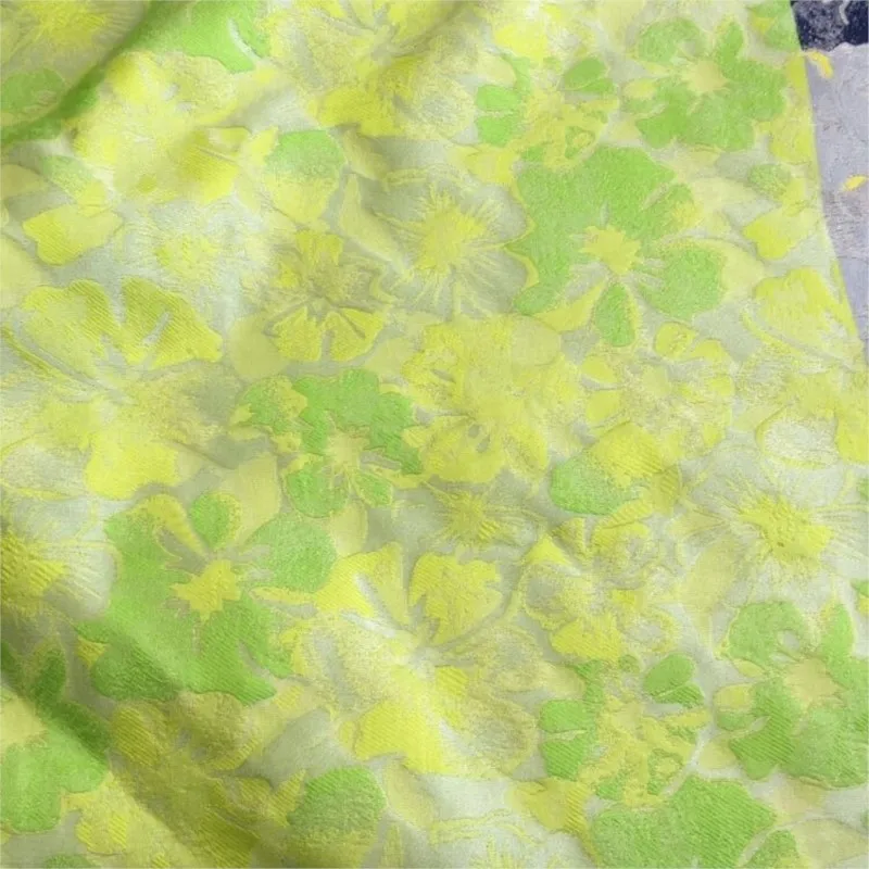 Ink-wash relief oil painting flower jacquard fabric dress evening shoe and bag