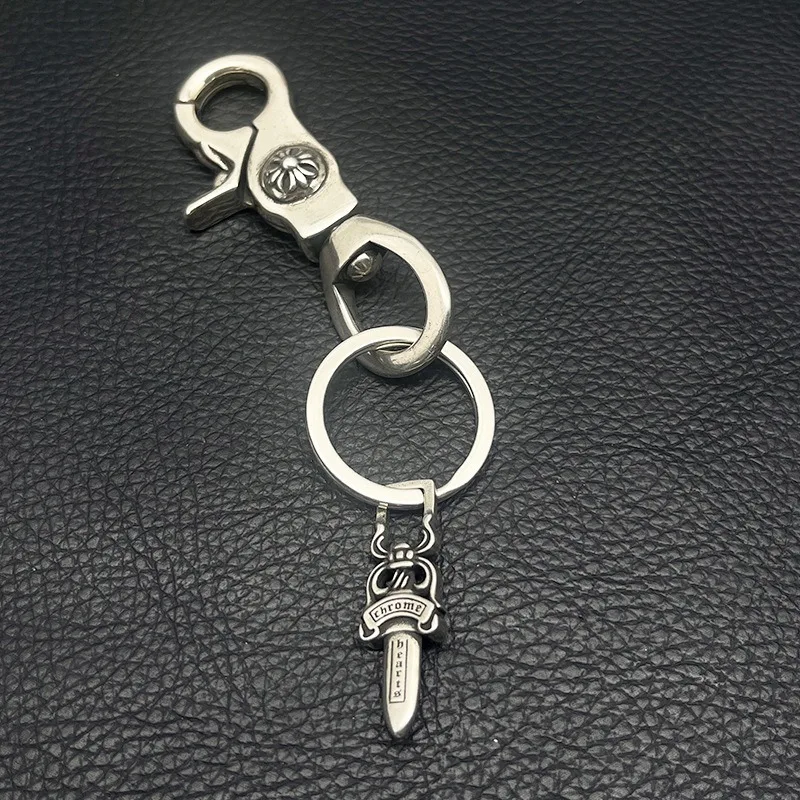 Vintage Old Keychain, Cross Sword, Lobster Buckle, Hip-hop Classic Pendant, Personalized Punk Bag Hanging Accessories