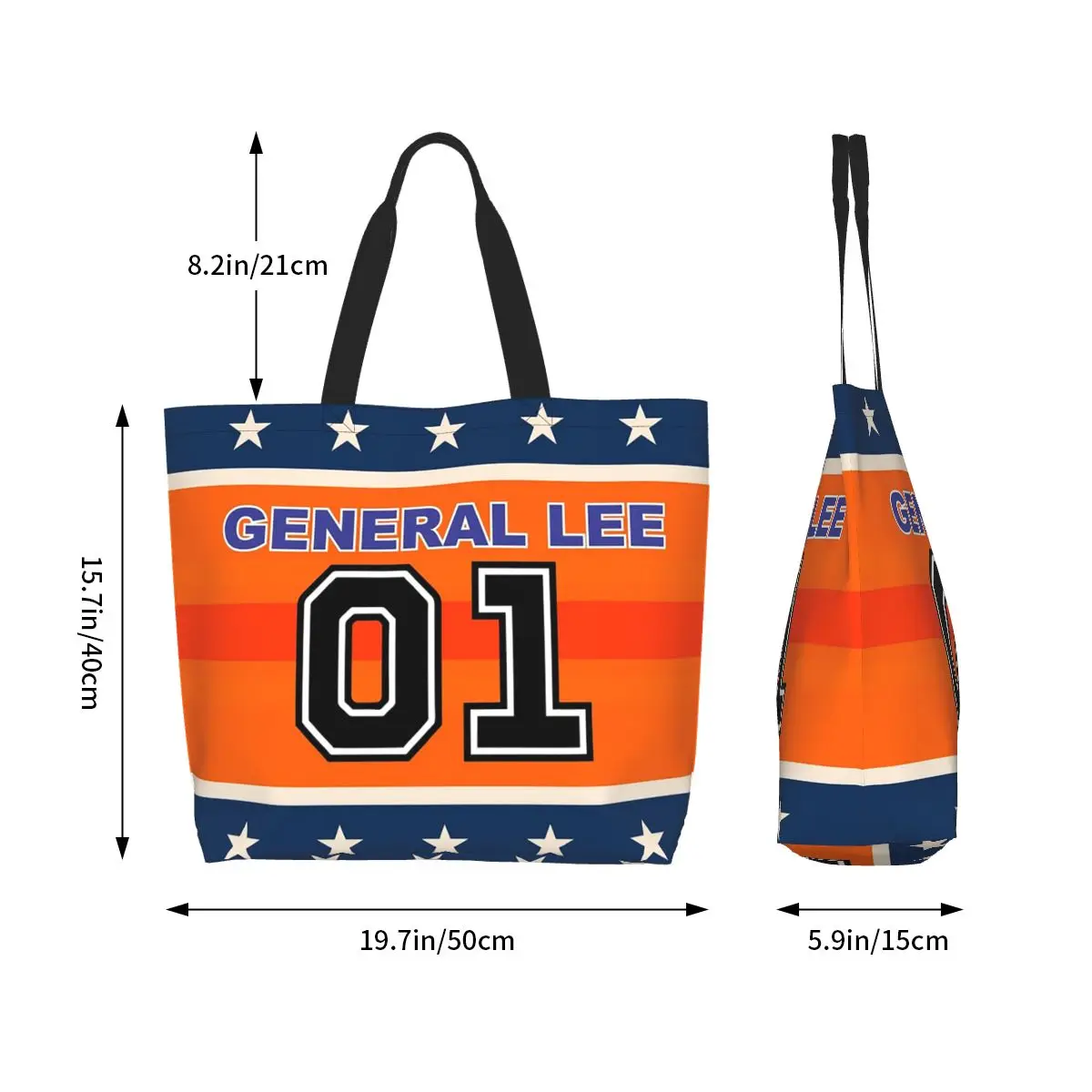 Dukes Of Hazzard Good Ol' Boys Racing Car 01 General Lee Shopping Tote Bag Canvas  Shoulder Bags Shopper Grocery Handbag
