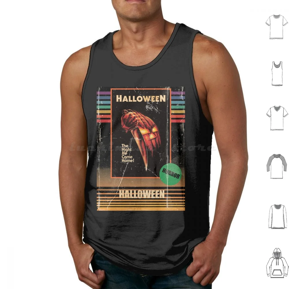 Halloween 1978 Vhs Póster de película de terror Camisetas sin mangas clásicas Estampado Algodón Halloween 1978 Vhs Película de terror