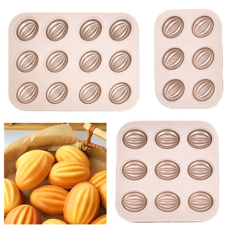 High-quality 6/9/12 Cavity Cake Mold Non-stick Coating Olive-shaped Baking Tray DIY Carbon Steel Muffins Moulds Kitchen Home