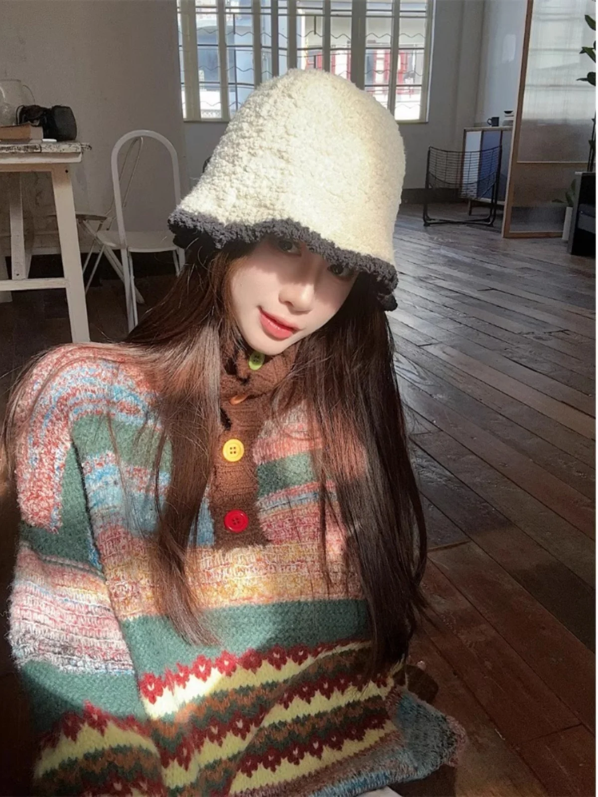 Rétro rayé col ample longue Sve tricots femmes automne hiver Art étudiant couleur Blo paresseux Sle haut