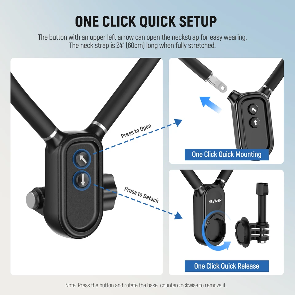 Supporto Magnetico Da Collo Per Telefono – Treppiede A Mani Libere Con Rotazione 360° E Sgancio Rapido, Perfetto Per Riprese POV E Vlog