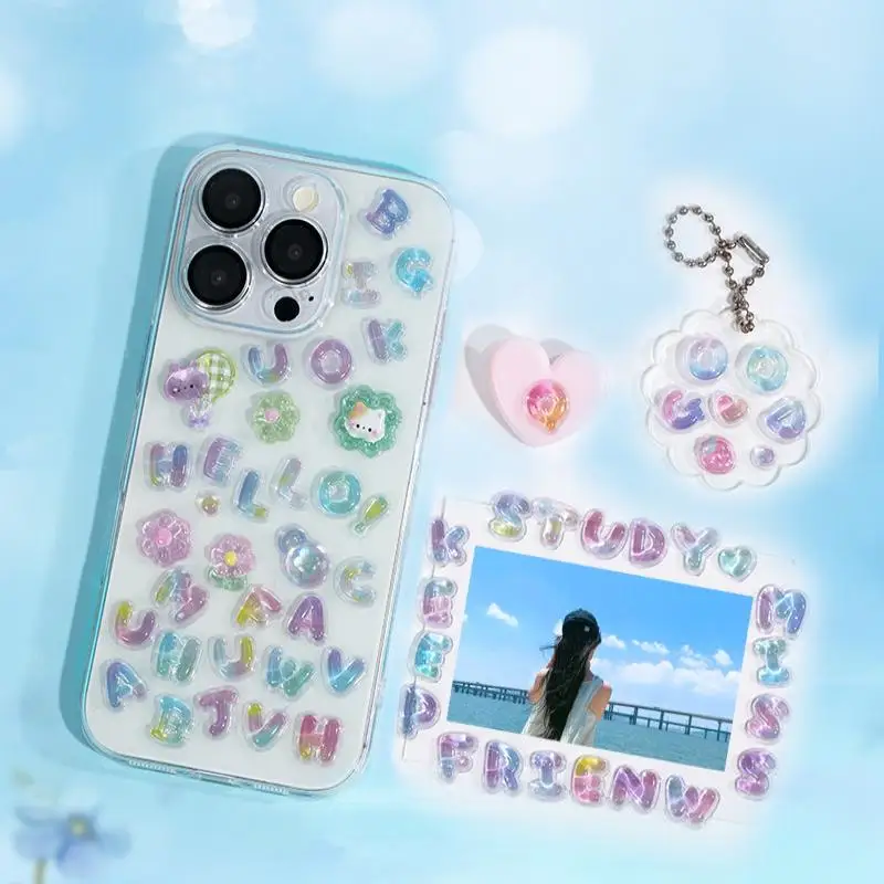 Colorful 3D Cartoon Alphabet Relief Sticker Scrapbooking Journal Planner Photo DIY Decorations Sticker Stationery Supplies