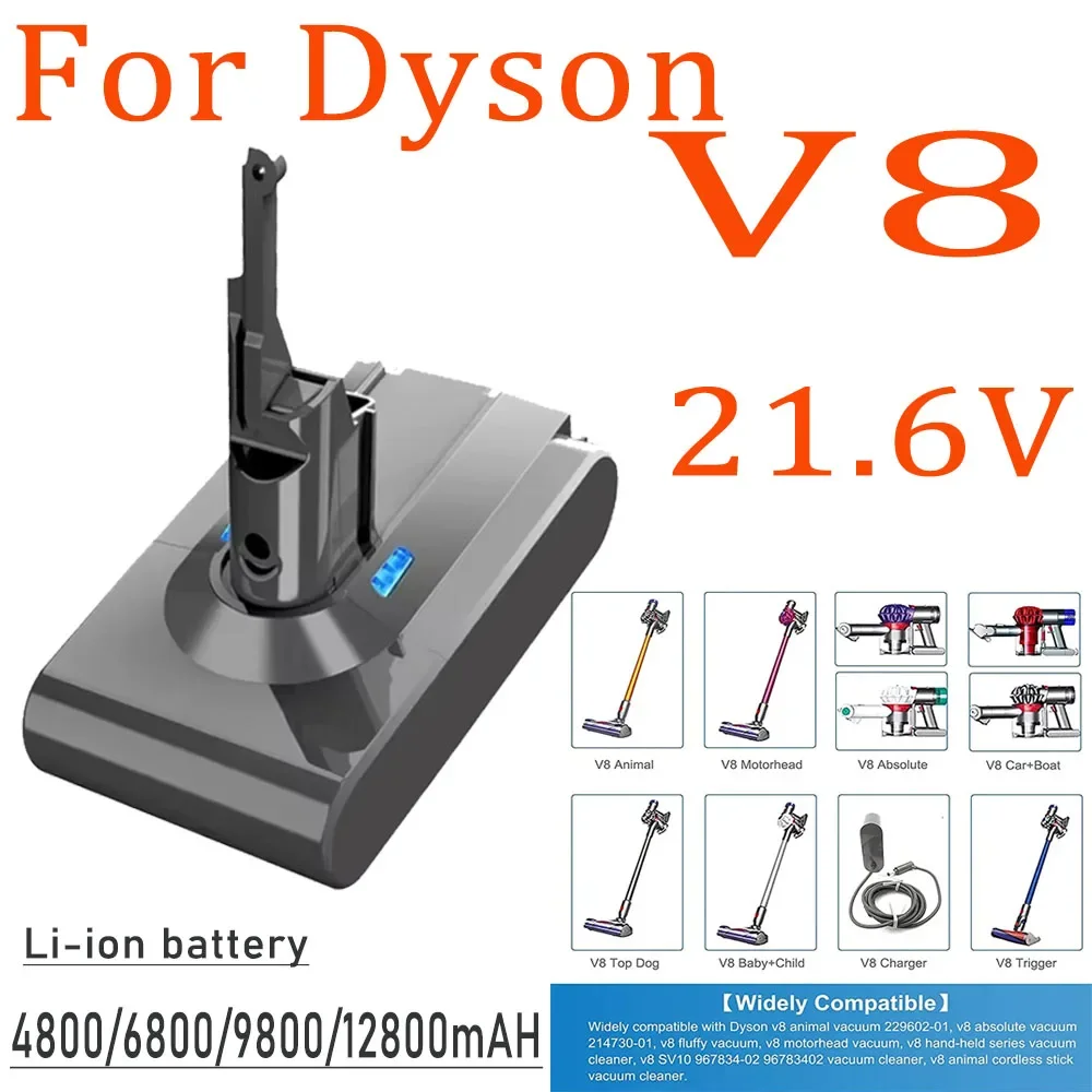 

For Dyson V8 12800mAh 21.6V Replacement Battery for Dyson V8 Portable Vacuum Cleaner Without Absolute Cable Dyson V8 Battery