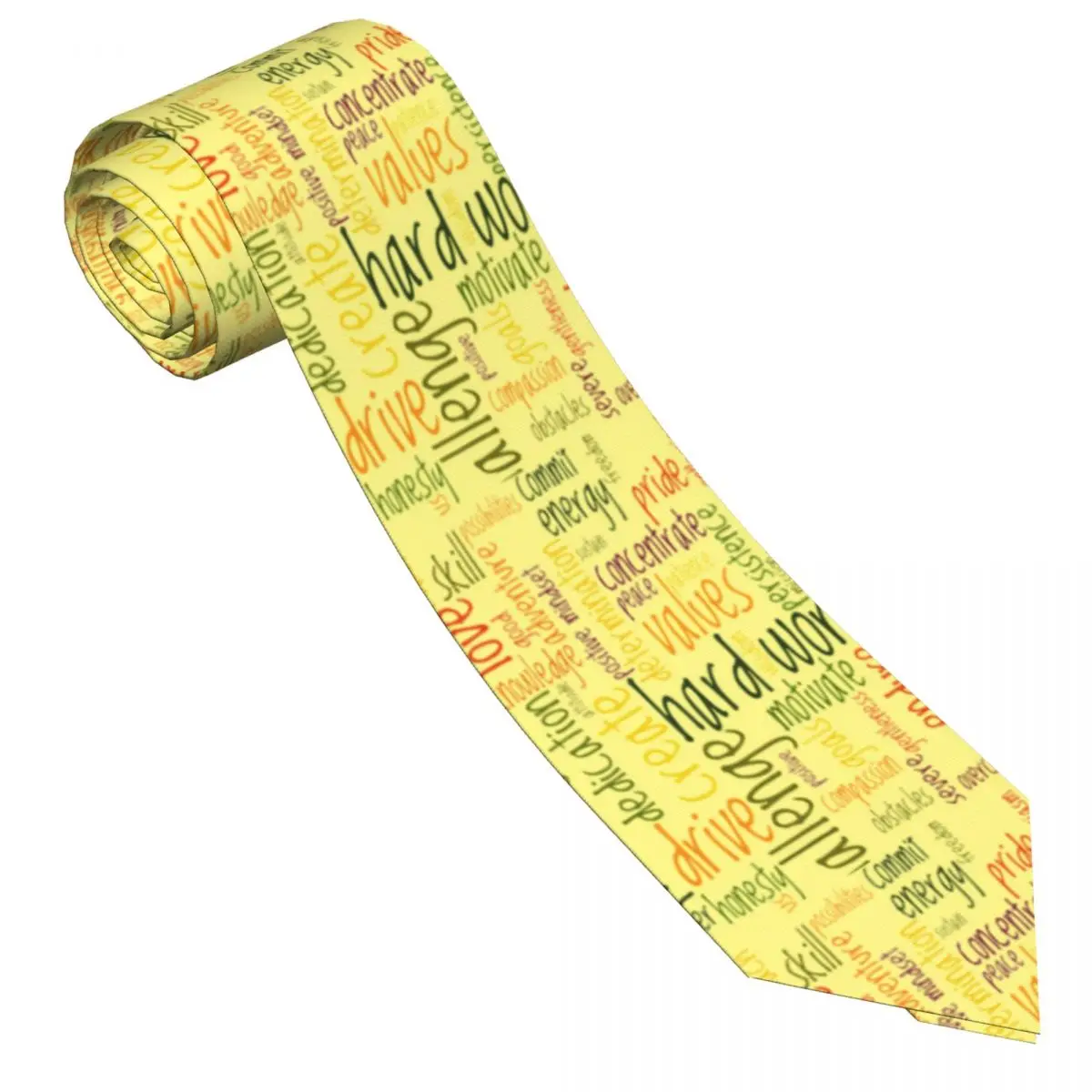 Letters Word Art Tie Motivational Words Wedding Polyester Silk Neck Ties For Man Accessories Shirt Printed Cravat