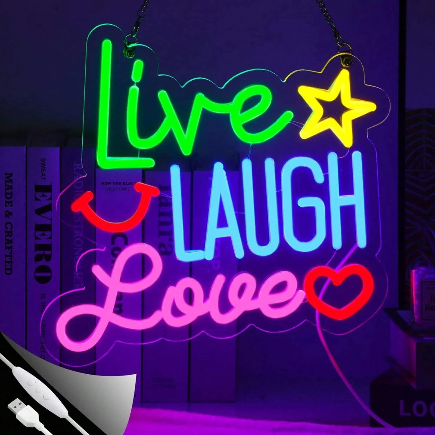 

Live Laugh Love Neon Light Sign, Illuminated Letter Room Decor Neon Light, Portable Led Sign Gift For Bar, Party, Home