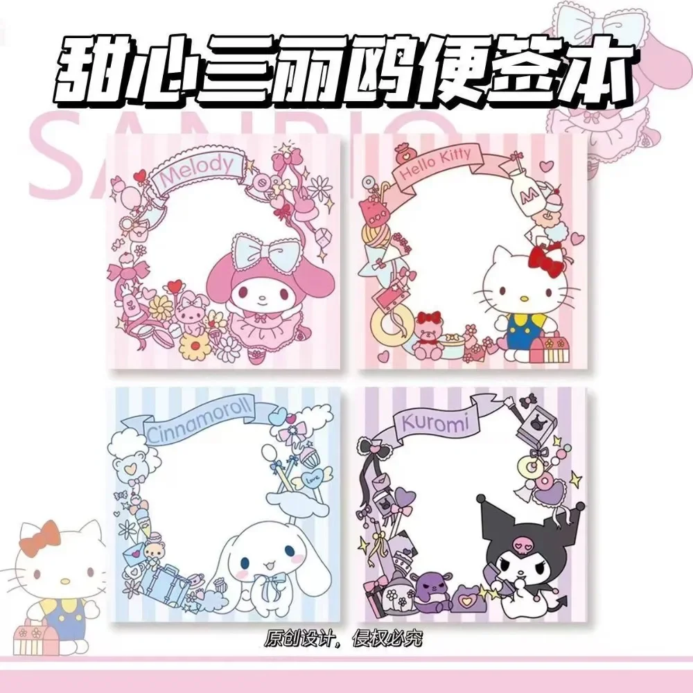 

Sweet Anime Kawaii My Melody Kuromi Sanrio Sticky Notes Message Cute Cartoon Cinnamoroll Diy Decorative Stickers Kids Gifts