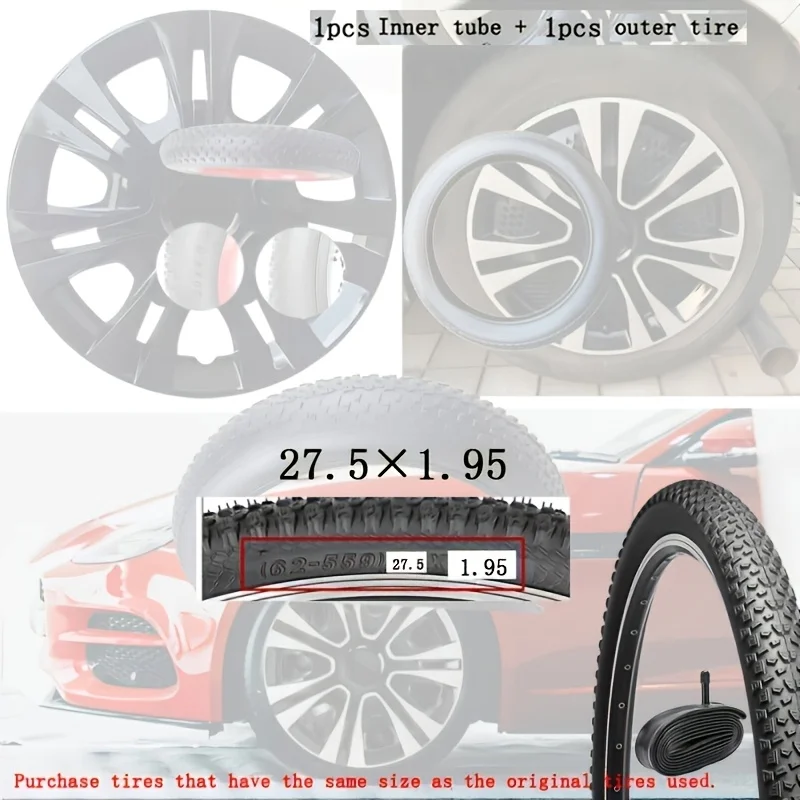 1 Stück Fahrradreifen und 1 Stück Schlauch-Set 24 26 27,5 x 1,95 Zoll AV32mm Schrader-Ventil MTB Fahrradreifen Ersatzteile-Kit – Detail 1