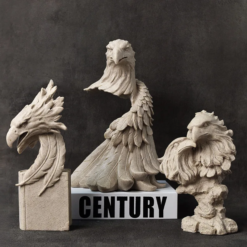 Resin Handicraft Golden Bird Eagle Artificial Animal Sculpture Golden Eagle Statue Falcon Decorative Figurines Home Decoration view 2