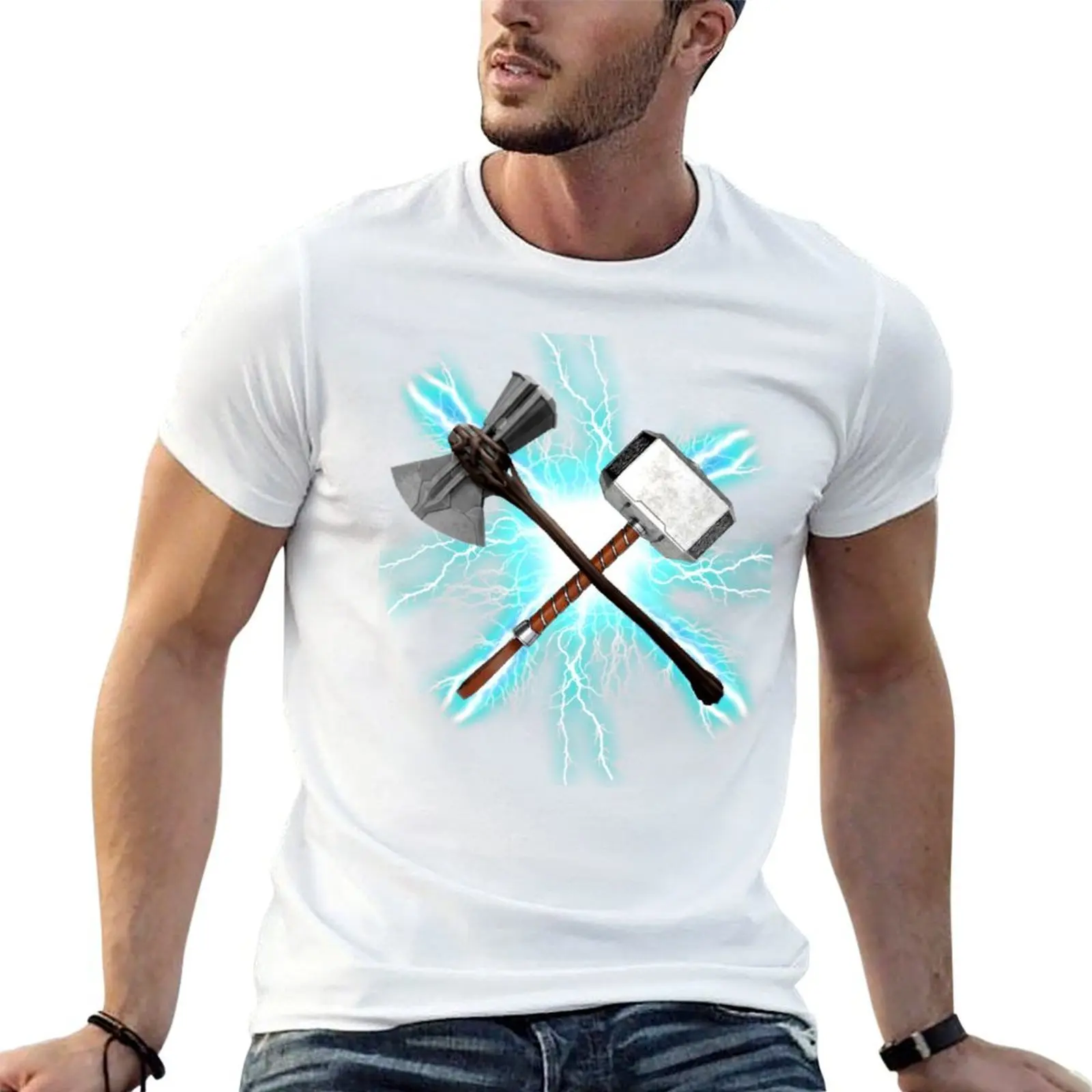 

Stormbreaker and Mjolnir Thor T-Shirt man t shirts graphic t shirts with prints cotton t shirts man 100% T-Shirt