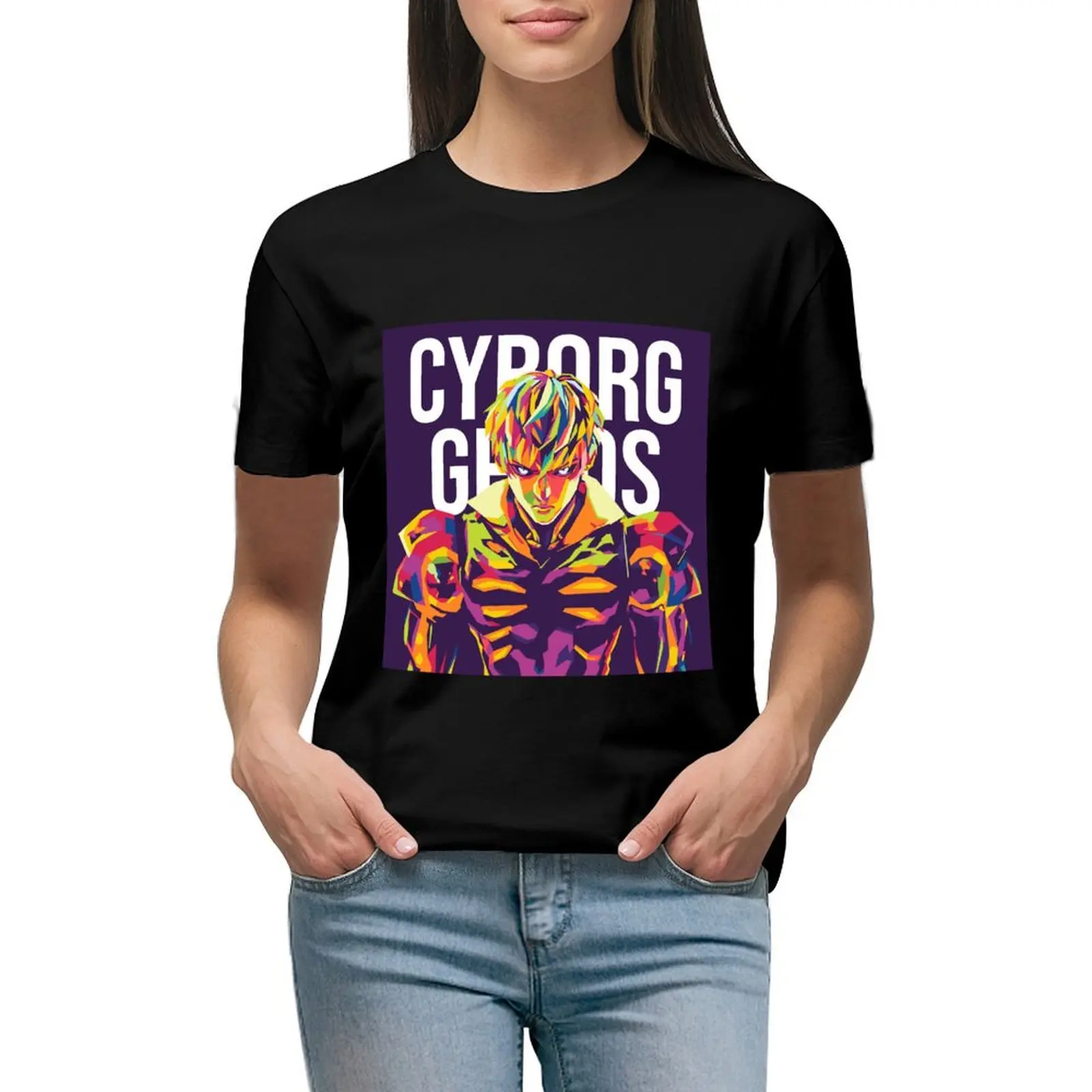 cyborg genos one punch wpap T-shirt shirts graphic tees Blouse tops funny t shirts for Women